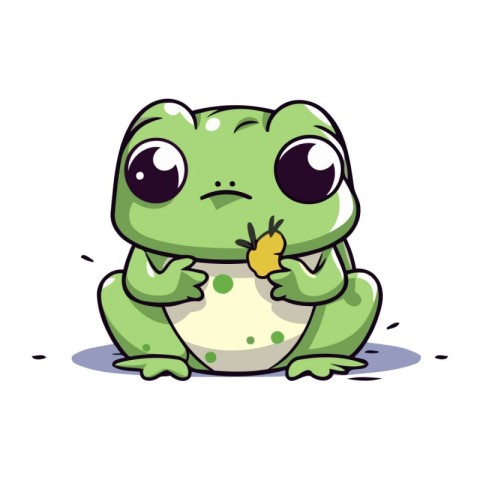 Cute cartoon frog. Vector illustration. Isolated on white backgr