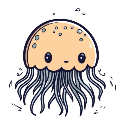 Cute cartoon jellyfish. vector illustration isolated on white ba