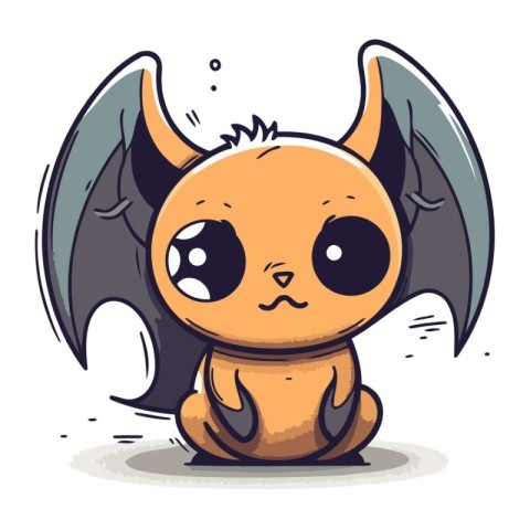 Cute cartoon little bat. Vector illustration of a cute little ba