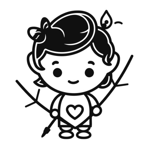 cute little girl with bow and arrow character vector illustratio