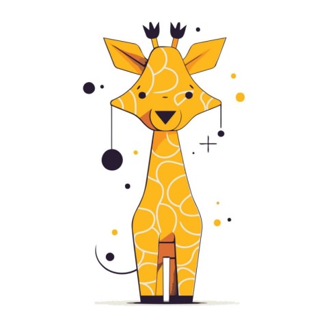 Giraffe. Cute cartoon character. Vector flat illustration.