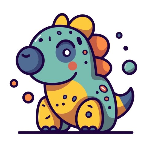 Cute cartoon dinosaur. Colorful vector illustration in flat styl