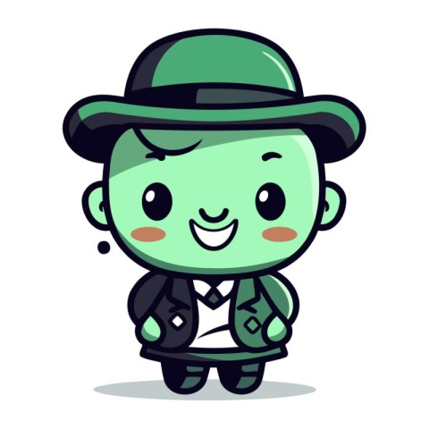 Cute Boy Mascot Character with Hat Vector Illustration.