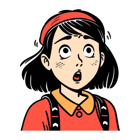 Surprised schoolgirl with a surprised expression. Vector illustr