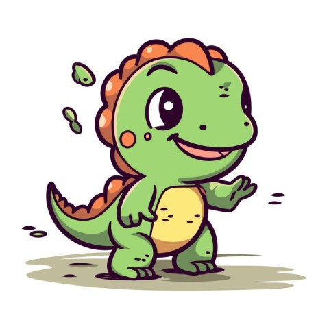 Cartoon Dinosaur Vector Illustration. Cute Cartoon Dinosaur Vect