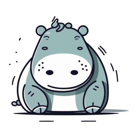 Cute cartoon hippopotamus. Vector illustration on a white backgr