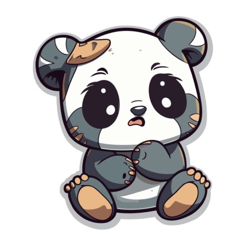 Cute cartoon panda. Vector illustration isolated on white backgr