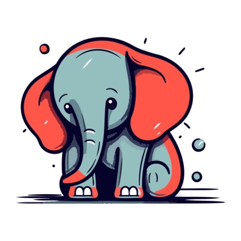 Vector illustration of cute cartoon elephant. Hand drawn style.