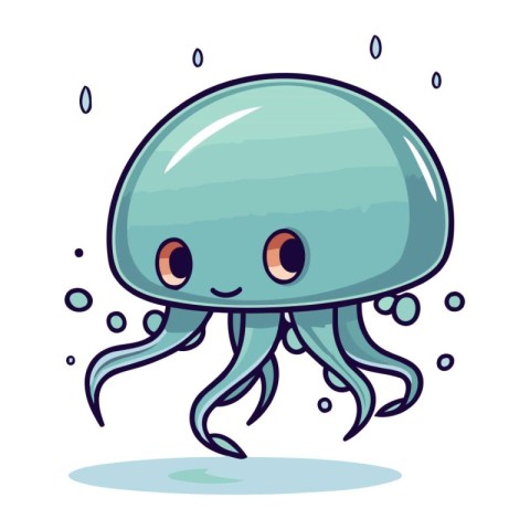 Cute cartoon octopus. Vector illustration of a sea animal.