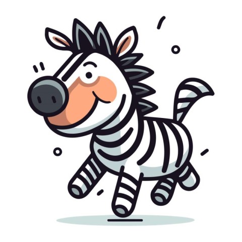 Zebra running vector illustration. Cute cartoon zebra character.