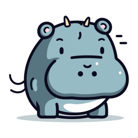 Hippo   Cute Cartoon Animal Character Vector Illustration.