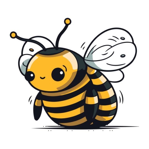 Vector illustration of cute cartoon bee. Isolated on white backg