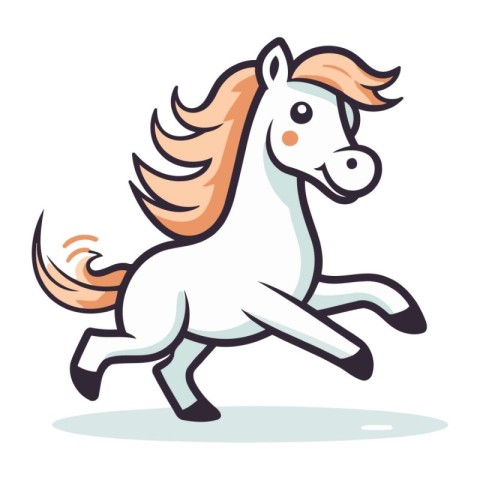 Running horse cartoon character. Vector illustration isolated on