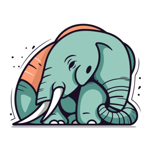 Vector illustration of cartoon elephant. Isolated on a white bac