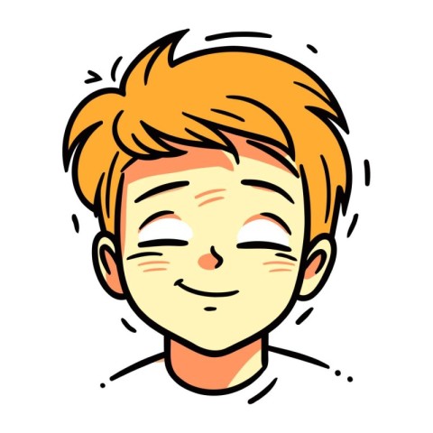 Cute boy face with freckles. Vector illustration in cartoon styl