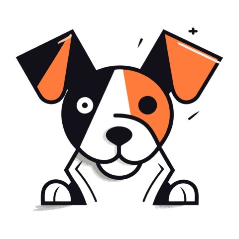 Cute cartoon dog with big eyes. Vector illustration on white bac