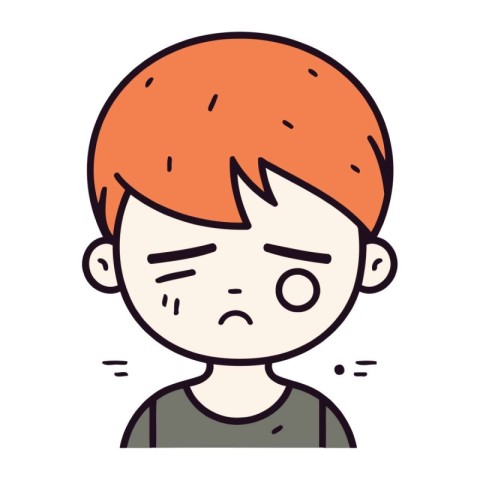 Illustration of a young boy with a sad expression. vector illust