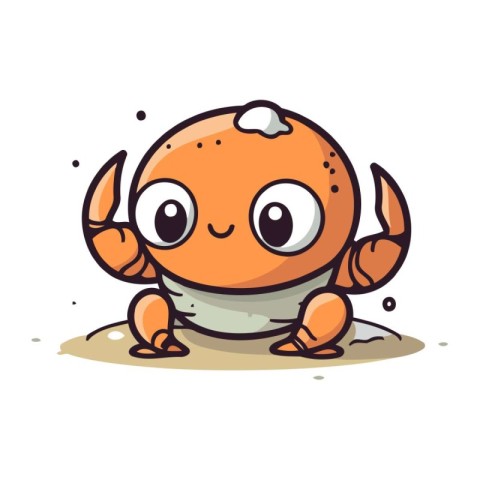 Cute cartoon crab isolated on a white background. Vector illustr