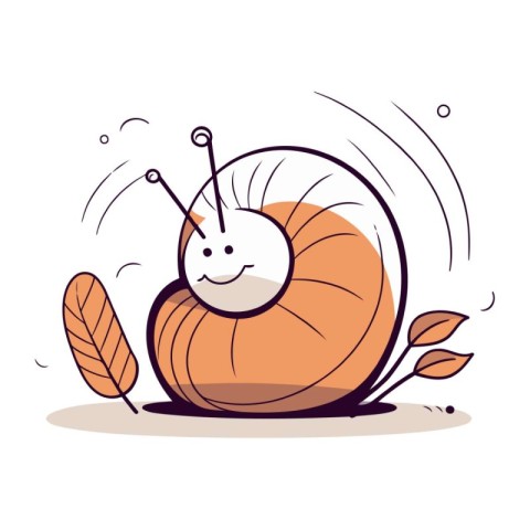 Cute cartoon snail. Vector illustration isolated on a white back