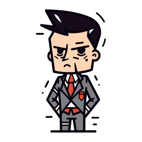 Angry man in a suit. Vector illustration in cartoon style.