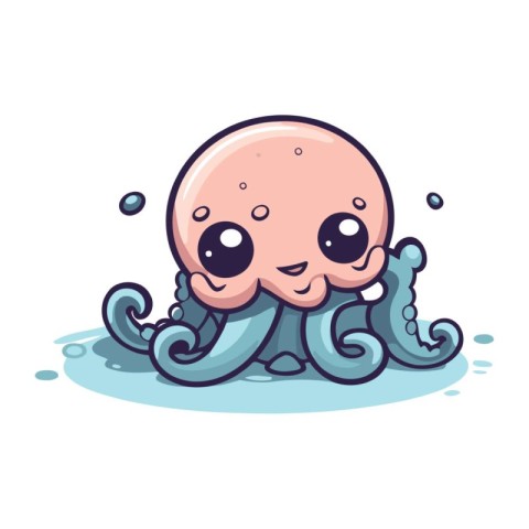 Cute cartoon octopus. Vector illustration. Isolated on white bac