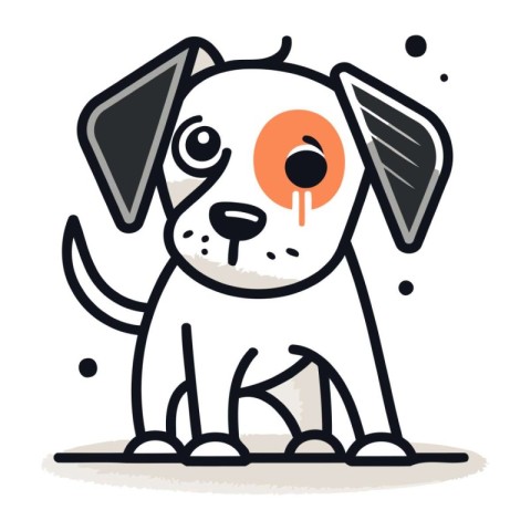 Puppy with eye drop. Vector illustration on white background.