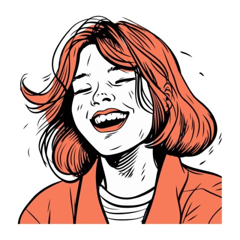 vector illustration of a woman with closed eyes and red hair in