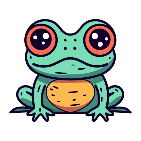 Cute cartoon frog. Vector illustration isolated on a white backg