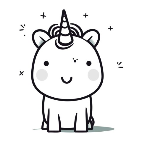 Cute Unicorn Vector Illustration. Cute Unicorn Cartoon Character