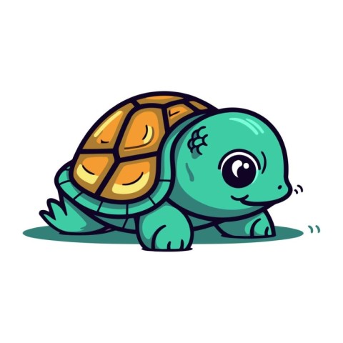 Cute cartoon turtle. Vector illustration isolated on a white bac