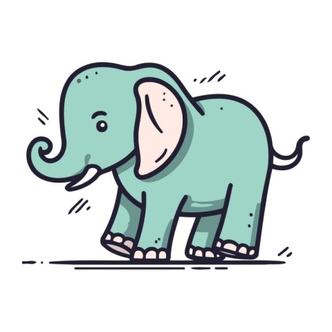 Cute elephant cartoon vector illustration. Hand drawn cute baby