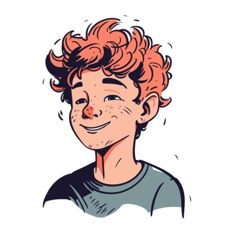 Portrait of a young man with red hair. Vector illustration.