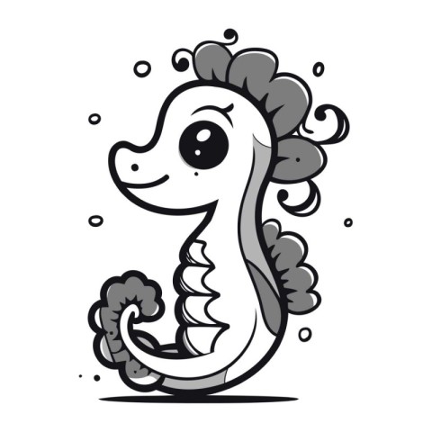 Cute cartoon seahorse. Vector illustration isolated on white bac