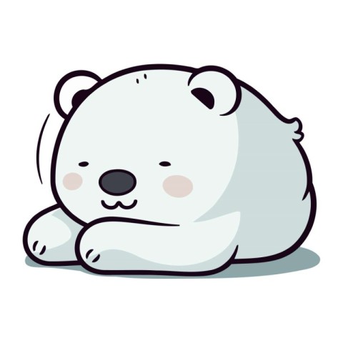 Cute cartoon polar bear isolated on white background. Vector ill