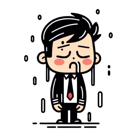 Businessman Crying   Cartoon Vector Illustration