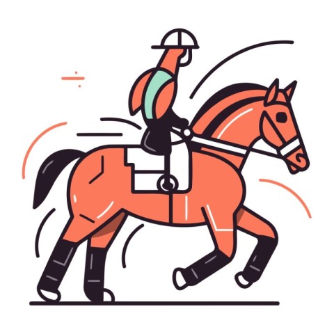 Horse riding. Equestrian sport. Vector illustration in thin line