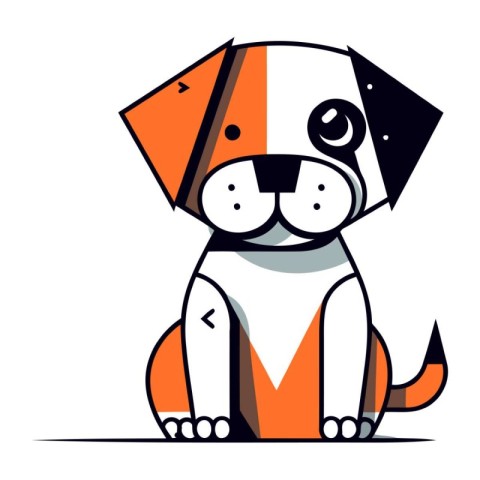 Cute dog cartoon vector illustration. Cute puppy flat design.