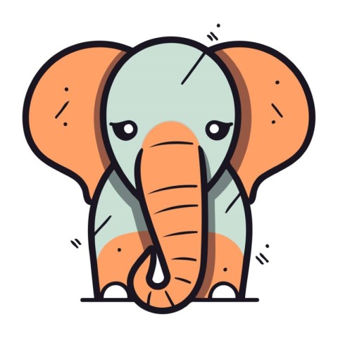 Cute cartoon elephant. Vector illustration isolated on a white b