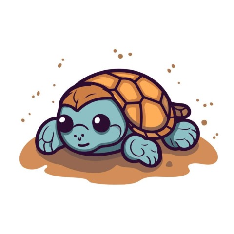 Cute cartoon turtle. Vector illustration isolated on a white bac