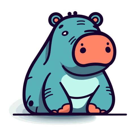 Cute hippopotamus. Vector illustration in flat cartoon style.