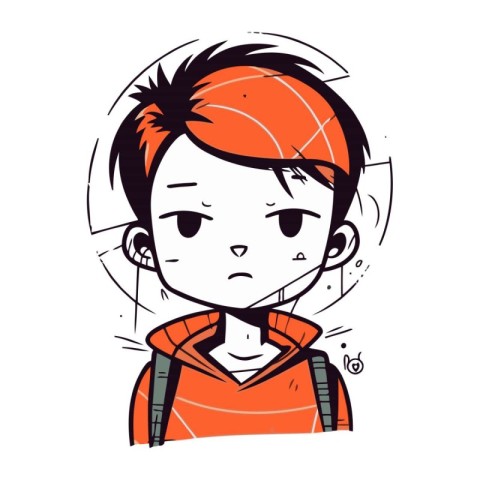 Vector illustration of a boy with a sad expression on his face.