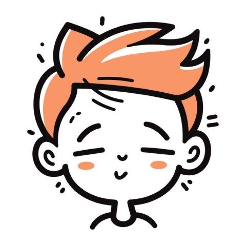 Vector illustration of a cute cartoon boy with red hair. Cute ha