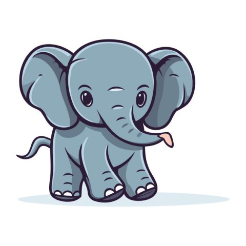 Cute cartoon elephant. Vector illustration isolated on a white b