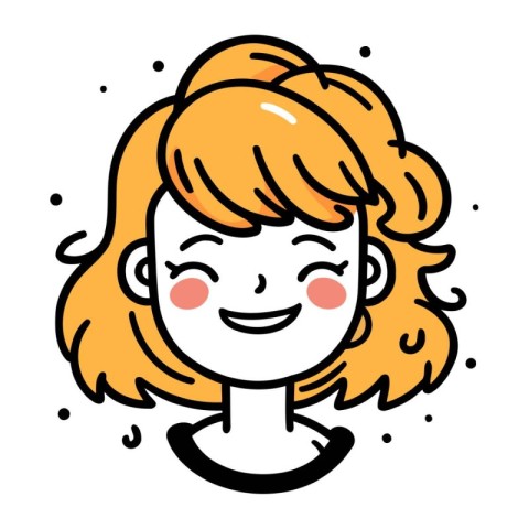 Vector illustration of a cute smiling little girl with red hair.