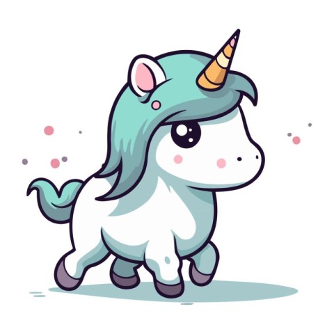 Cute cartoon unicorn. Vector illustration. Isolated on white bac