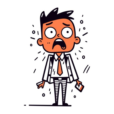 Upset cartoon businessman with a briefcase. Vector illustration.