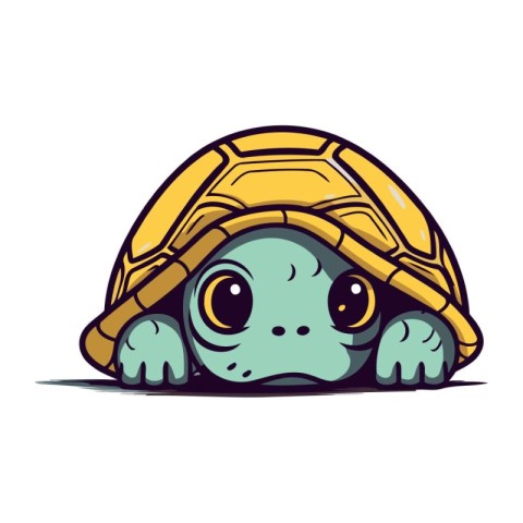 Cute cartoon turtle. Vector illustration isolated on a white bac