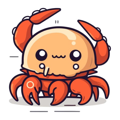 Cute cartoon crab. Vector illustration. Isolated on white backgr