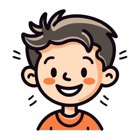 Vector illustration of a boy smiling and looking at camera. Isol