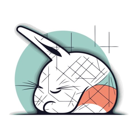 Vector illustration of a rabbit in the style of the 80s.